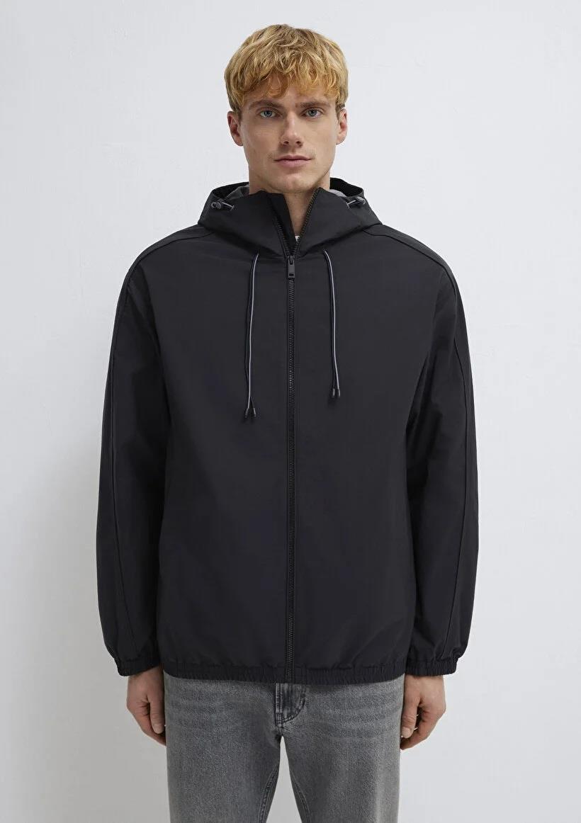 Mavi Kapüşonlu Loose Fit Erkek Ceket-0110818-900