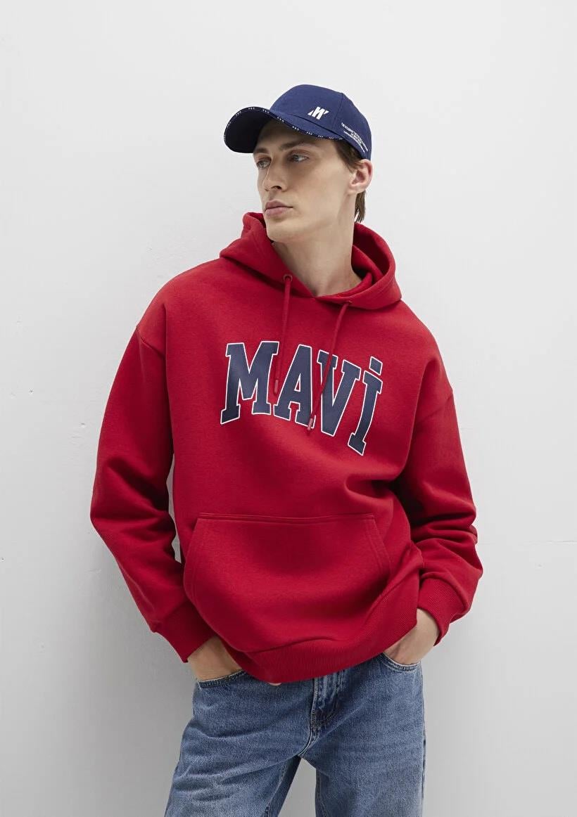 Mavi Logo Baskılı Kapşönlu Sweatshirt-067149-70464