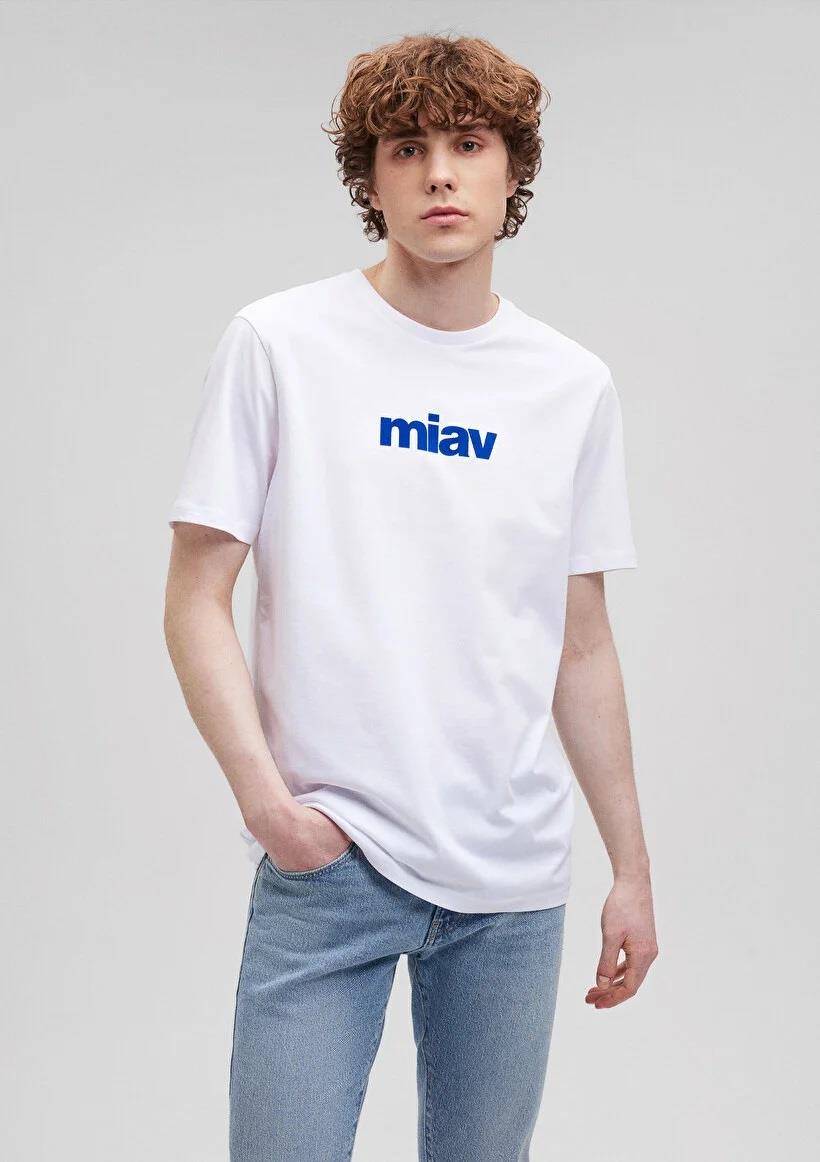 Mavi Miav Baskılı  Beyaz Erkek T-Shirt 067153-620