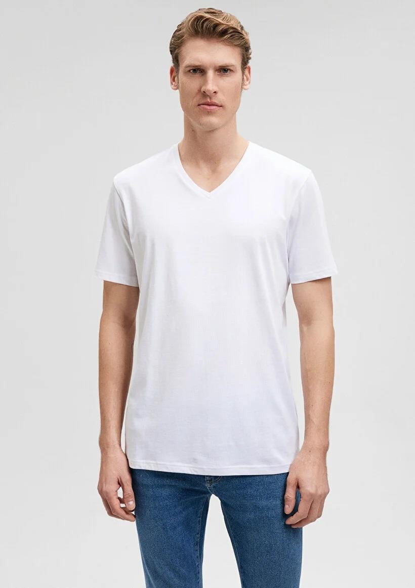 Mavi V Yaka T-shirt 065586-620