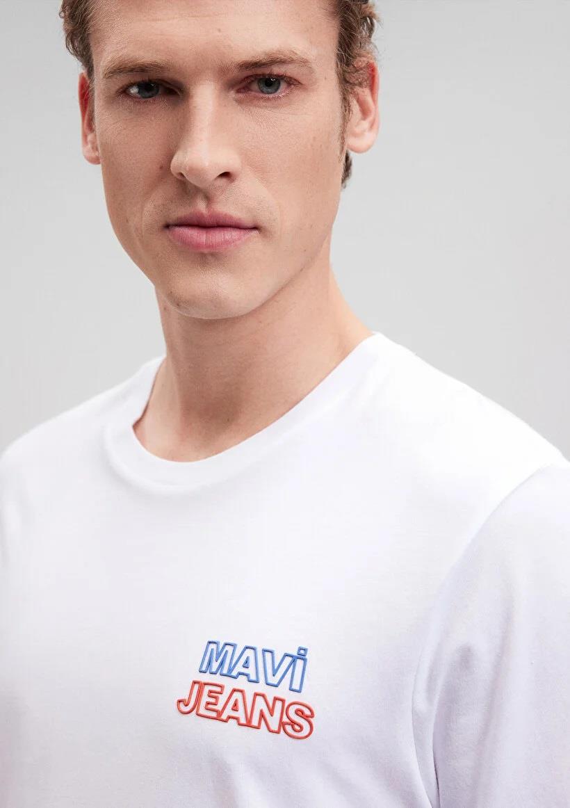 Mavi Baskılı Beyaz Erkek T-Shirt 066841-620