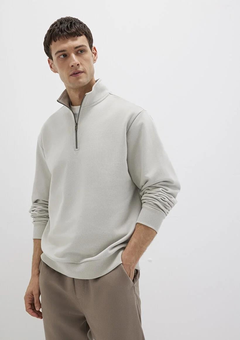 Mavi Half Zıp  Açık Gri Erkek Sweatshirt 0S10419-70074