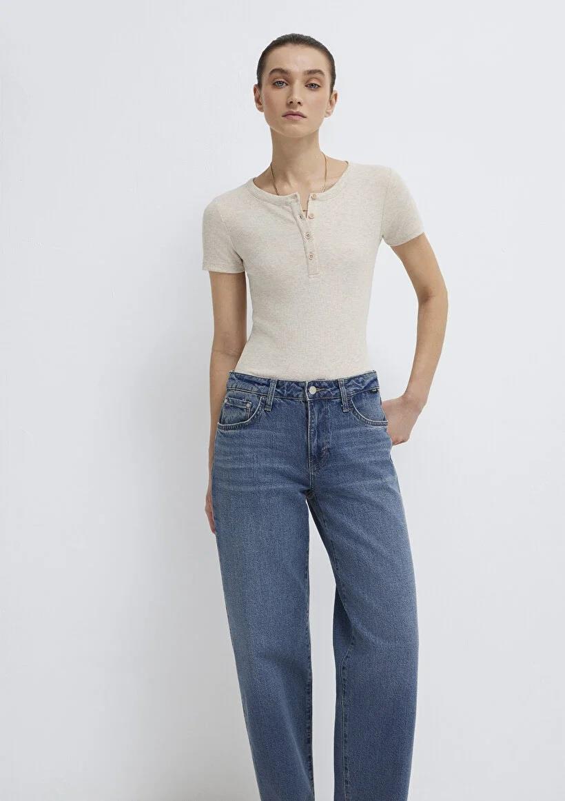 Mavi Basic Yulaf Melanj Kadın T-Shirt 1613806-80084
