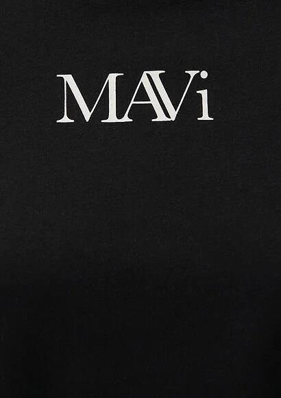 Mavı Logo Kadın Siyah Tişört
