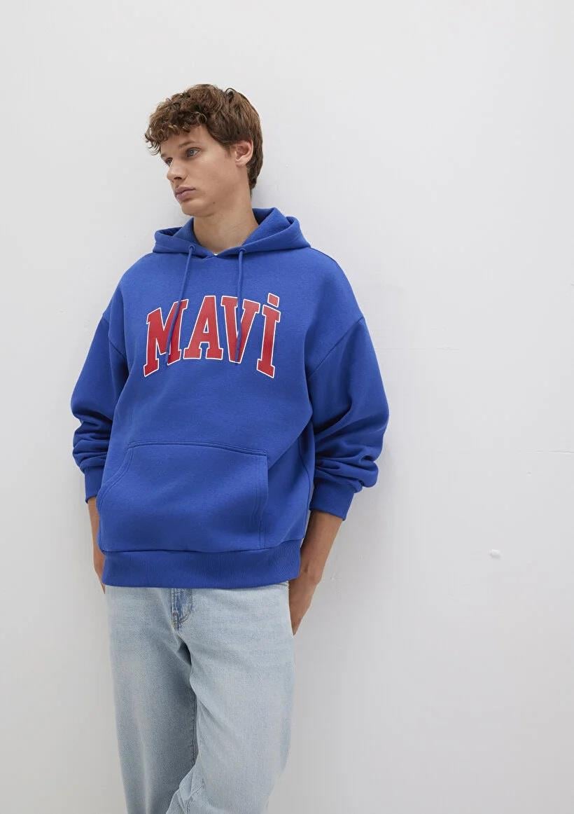 Mavi Mavi Baskılı  Derin Deniz Mavi Erkek Sweatshirt 067149-70907