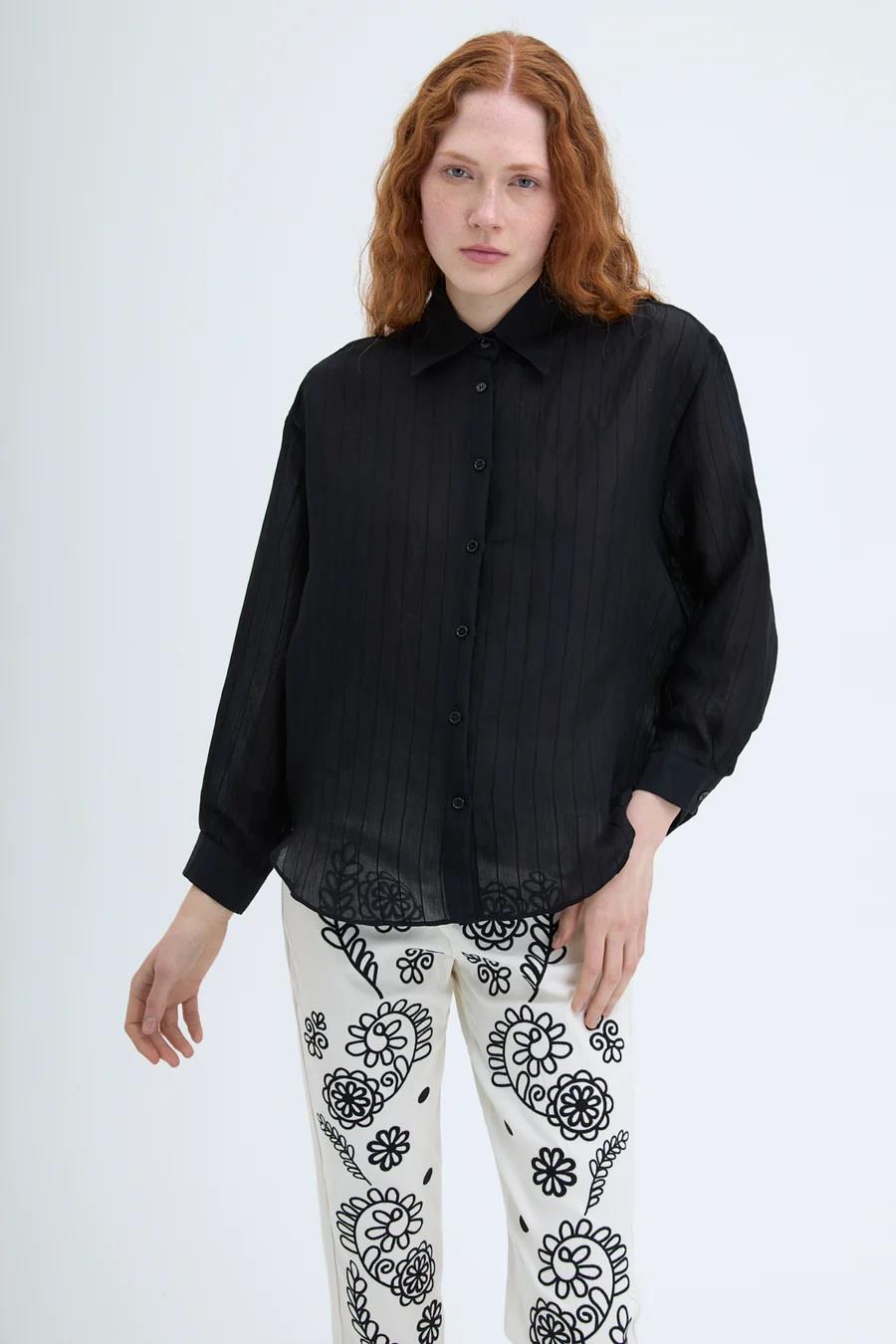 Quzu Oversize Uzun Kollu Gömlek 25YGML00188