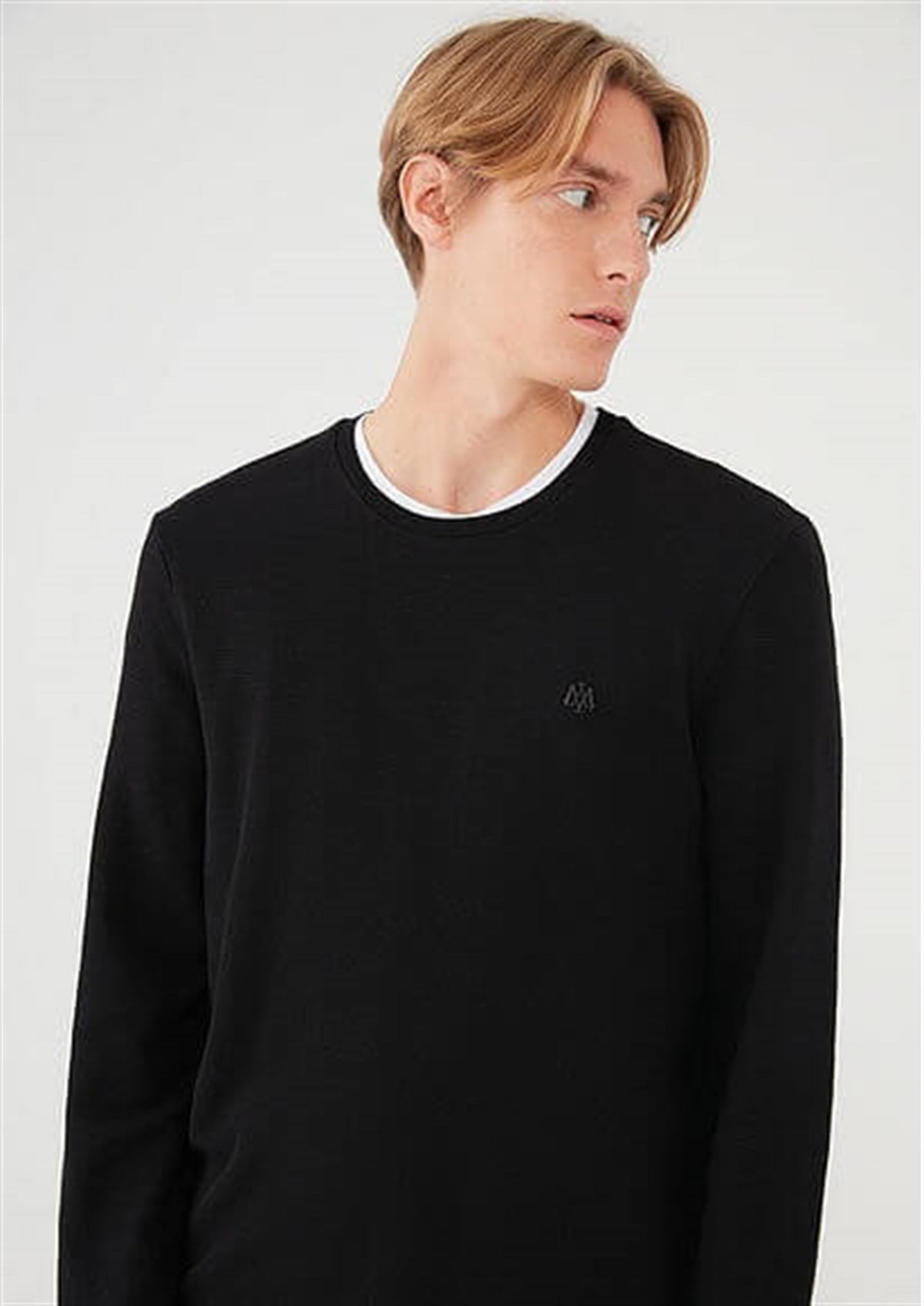 Mavi Uzun Kol  Siyah Erkek Sweatshirt