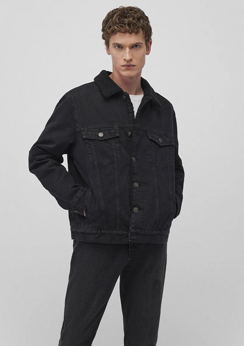 Mavi Zander Classic Denim Antrasit Suni Kürklü Jean Ceket