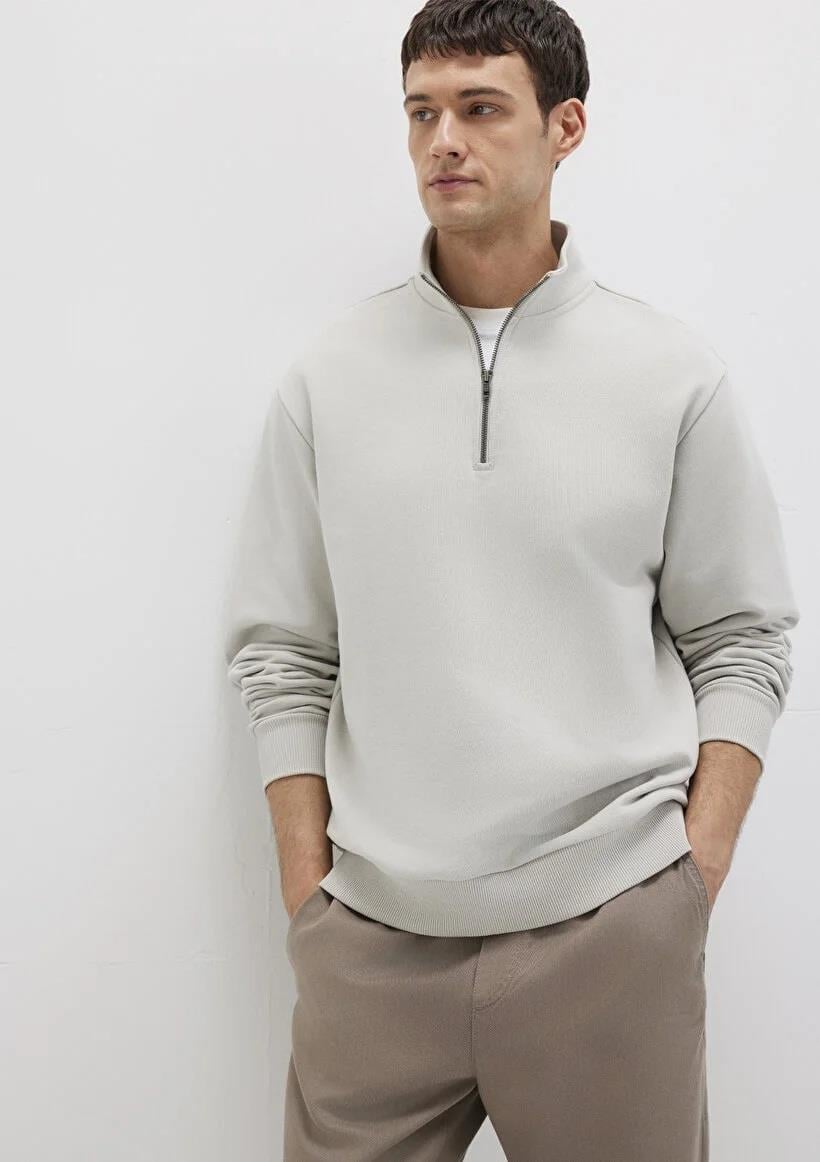 Mavi Half Zıp  Açık Gri Erkek Sweatshirt 0S10419-70074