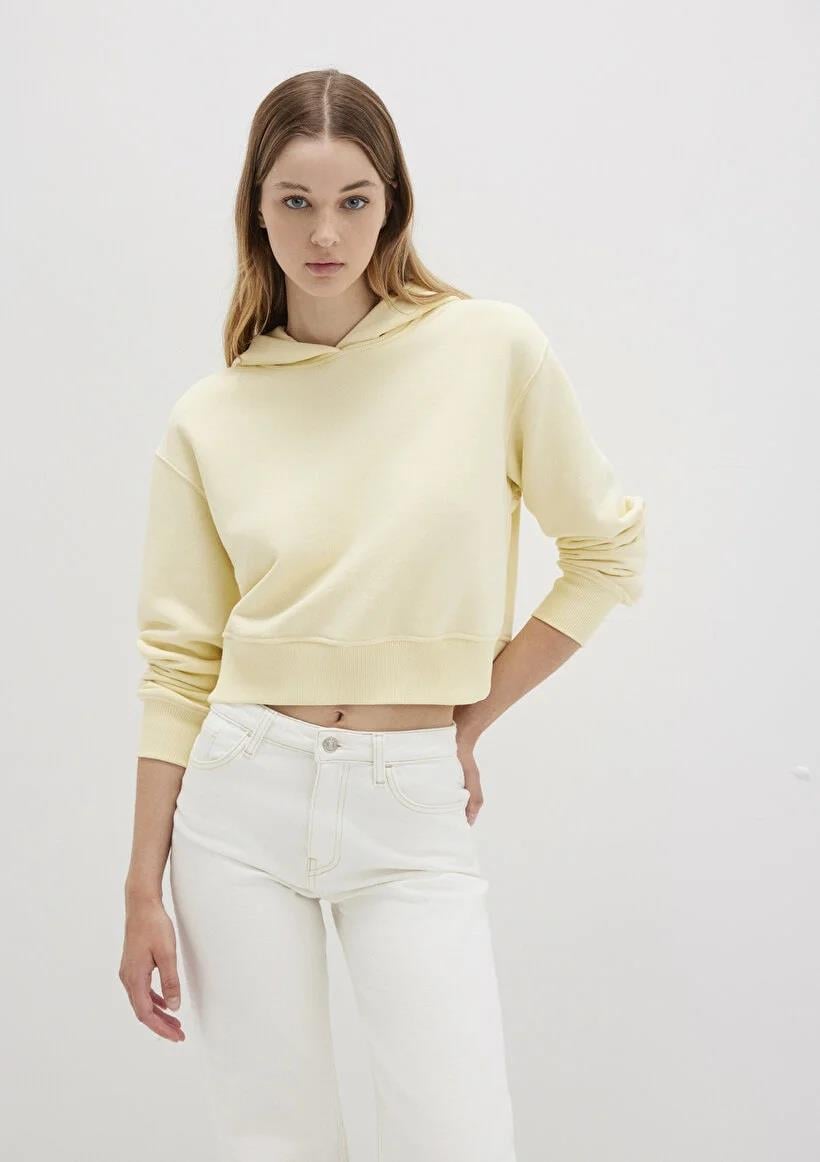 Mavi Kapişonlu  Koyu Krem Kadın Sweatshirt 1S10386-71187