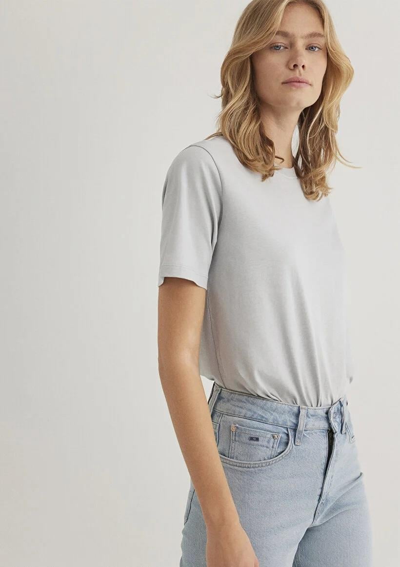Mavi Basıc Short Sleeve Tee Açık Gri Kadın T-Shirt 1600965-70075