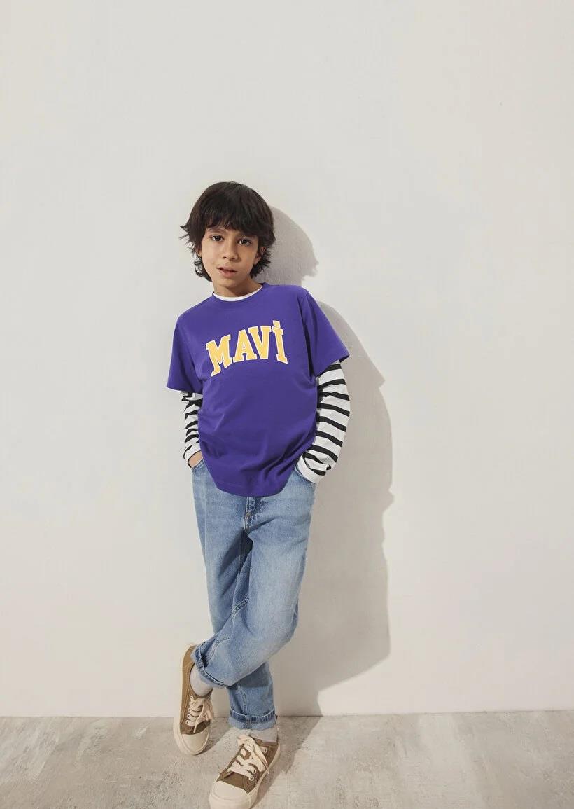 Mavi Logo Baskılı  Gentian Violet Çocuk T-Shirt 6610030-70692