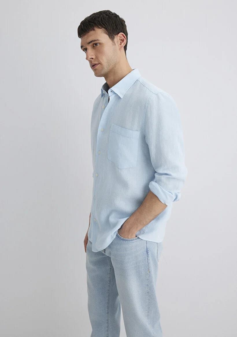 Mavi Uzun Kol Erkek Gömlek 0211472-70815