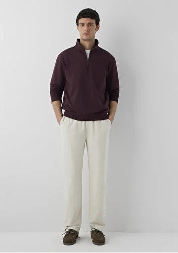 Mavi Yarım Fermuarlı Sweatshırt Karamel Erkek Sweatshirt 0S20027-70223