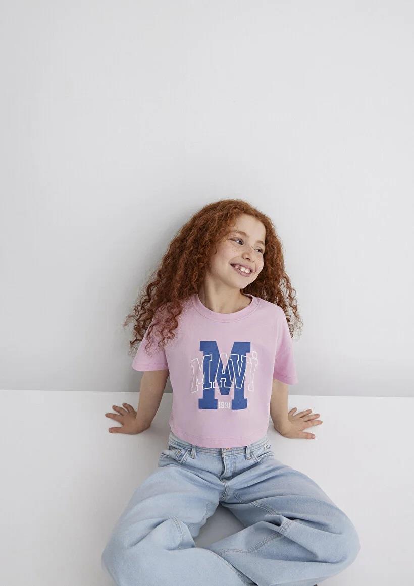 Mavi M Baskılı Logo  Toz Pembe Çocuk T-Shirt 7610276-86953