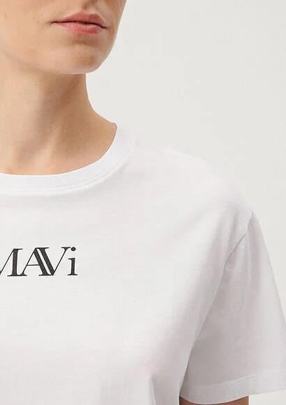 Mavı Logo Beyaz Kadın Tshırt