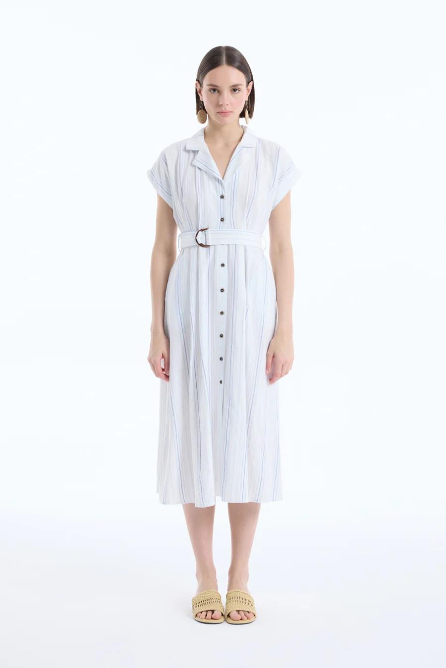 Quzu Çizgi Detaylı Elbise 25YELB00461