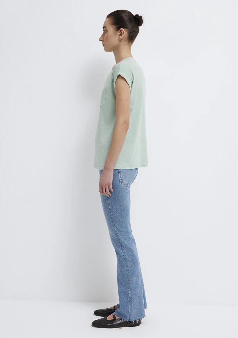 Mavi V Yaka Basıc Kadın T-Shirt 1600961-71780
