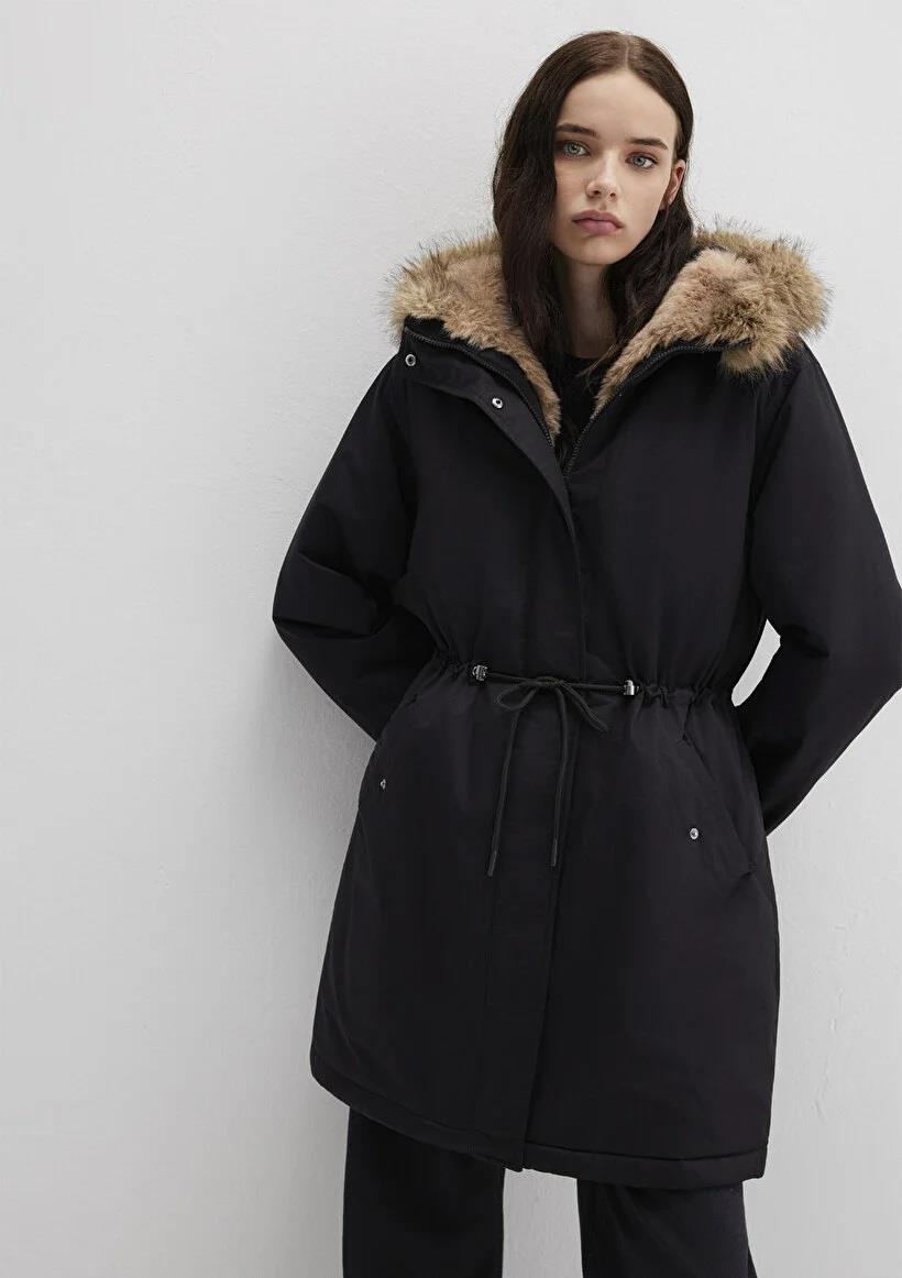Mavi Kapişonlu Parka Siyah Kadın Mont 1110786-900