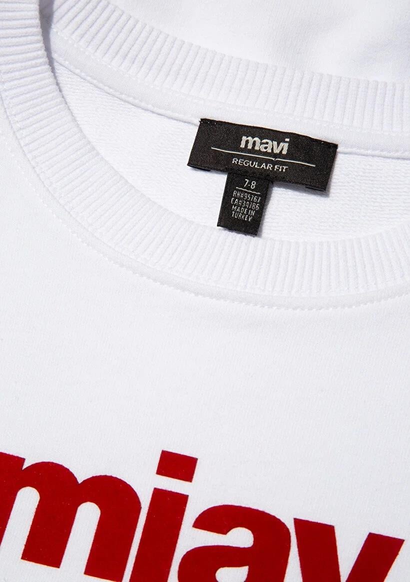 Mavi Mıav Baskılı Sweatshirt Beyaz Çocuk Sweatshirt 6610031-602