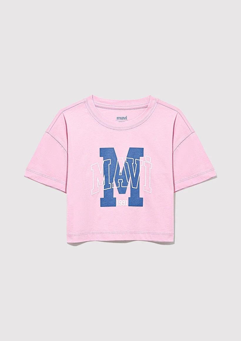 Mavi M Baskılı Logo  Toz Pembe Çocuk T-Shirt 7610276-86953