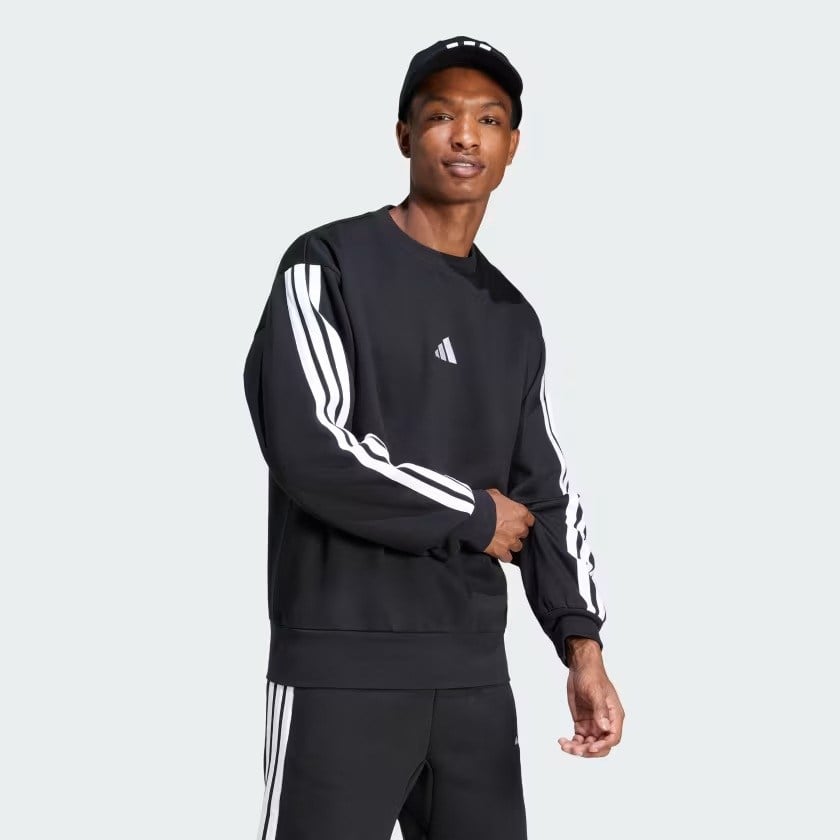 Adidas M 3S Fl Swt   Black/Whıte Erkek Sweatshirt JE6304
