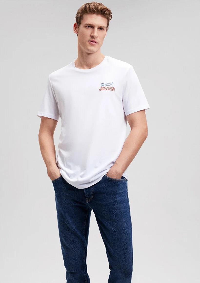 Mavi Baskılı Beyaz Erkek T-Shirt 066841-620