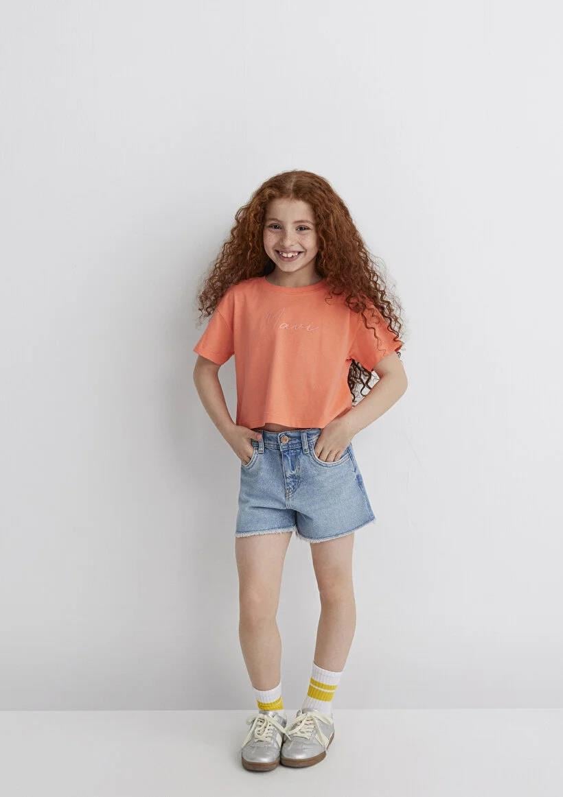 Mavi Logo Baskılı Crop  Fusion Cor Çocuk T-Shirt 7610181-71271