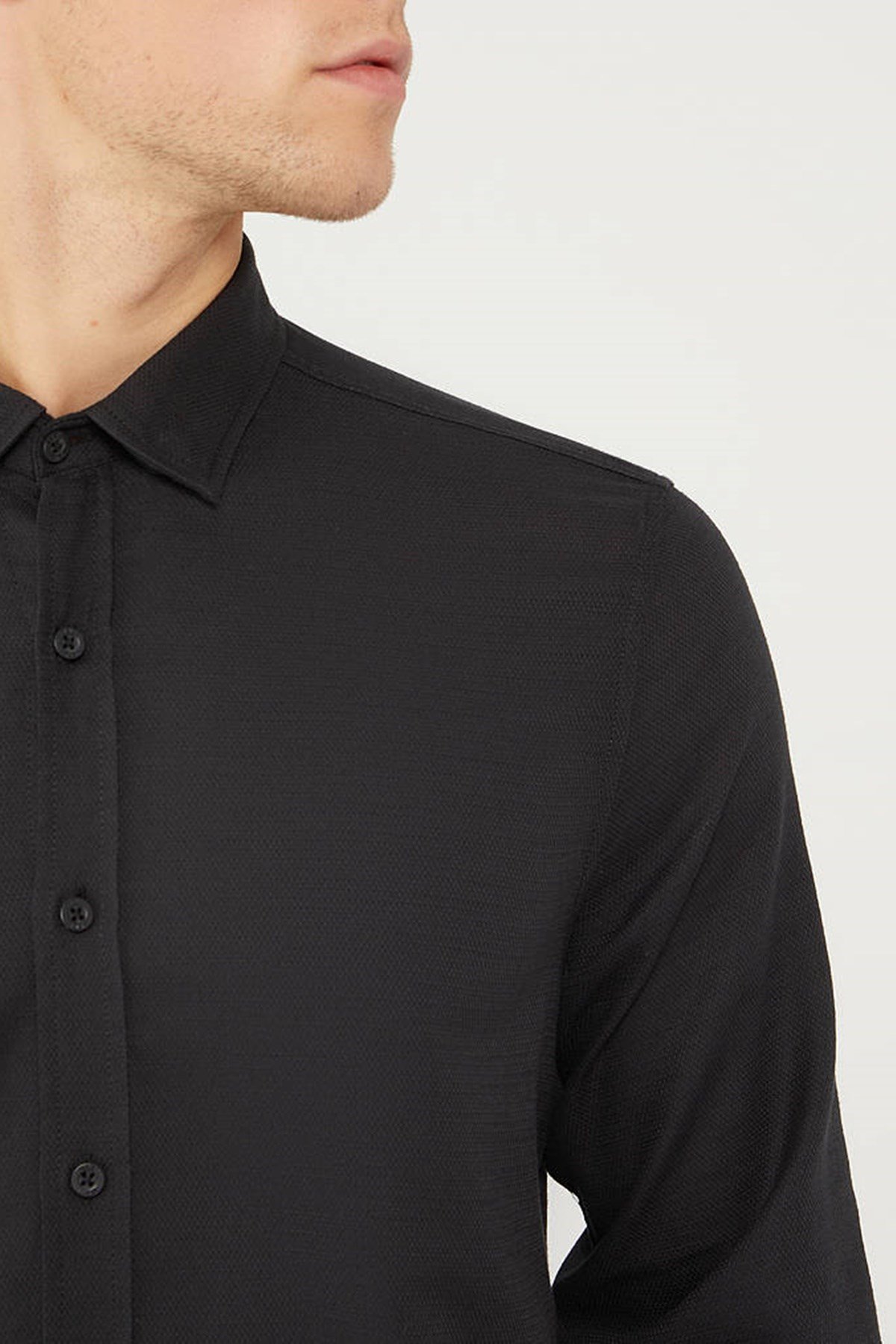 Mavi Uzun Kol  Siyah Erkek Gömlek 020579-900