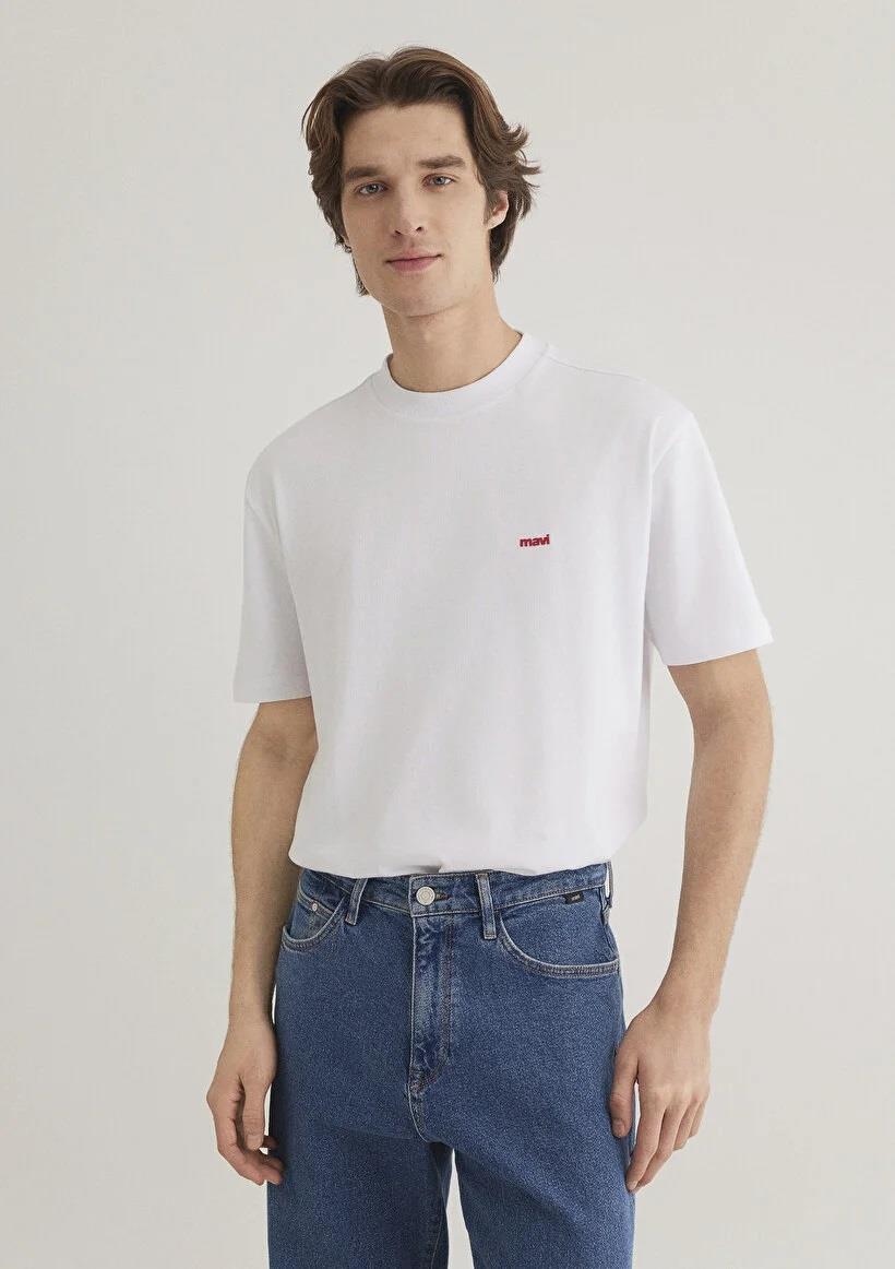 Mavi Baskılı  Beyaz Erkek T-Shirt 0612216-620
