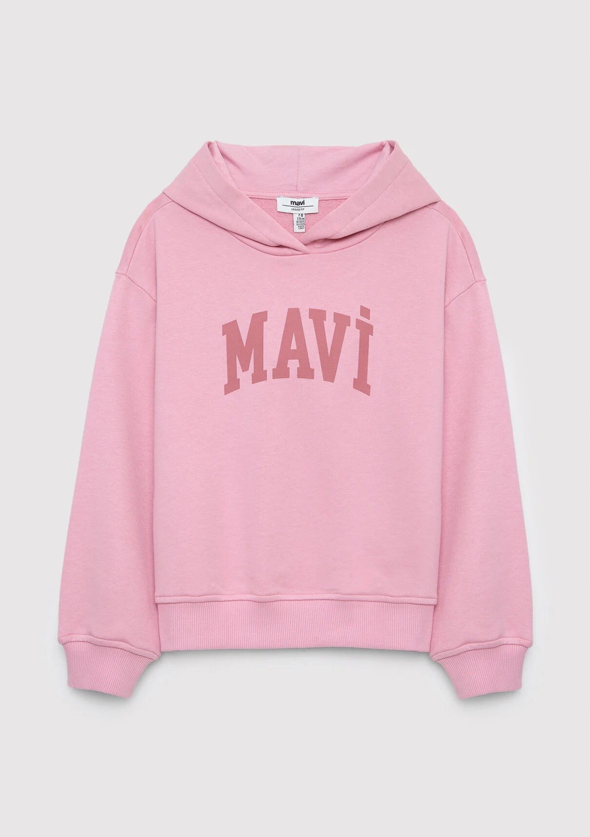 Mavi Kapüşonlu Pembe Sweatshirt