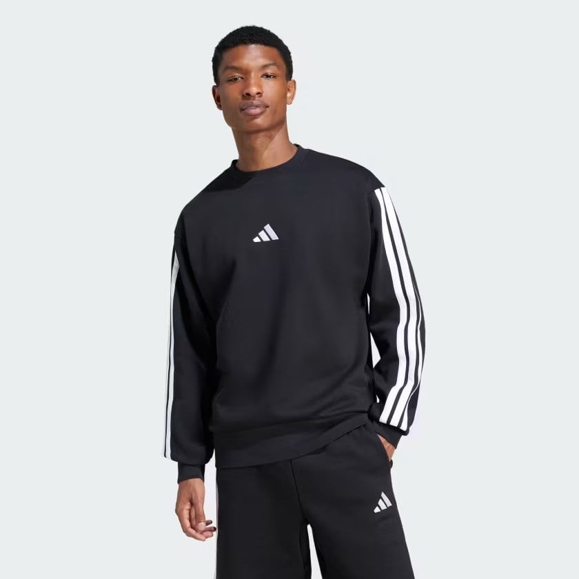 Adidas M 3S Fl Swt   Black/Whıte Erkek Sweatshirt JE6304