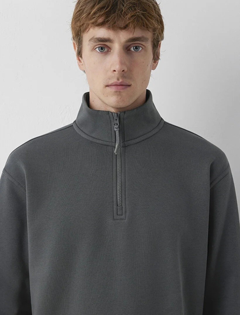 Mavi Yarım Fermuarlı   Erkek Sweatshirt 0S10278-91268