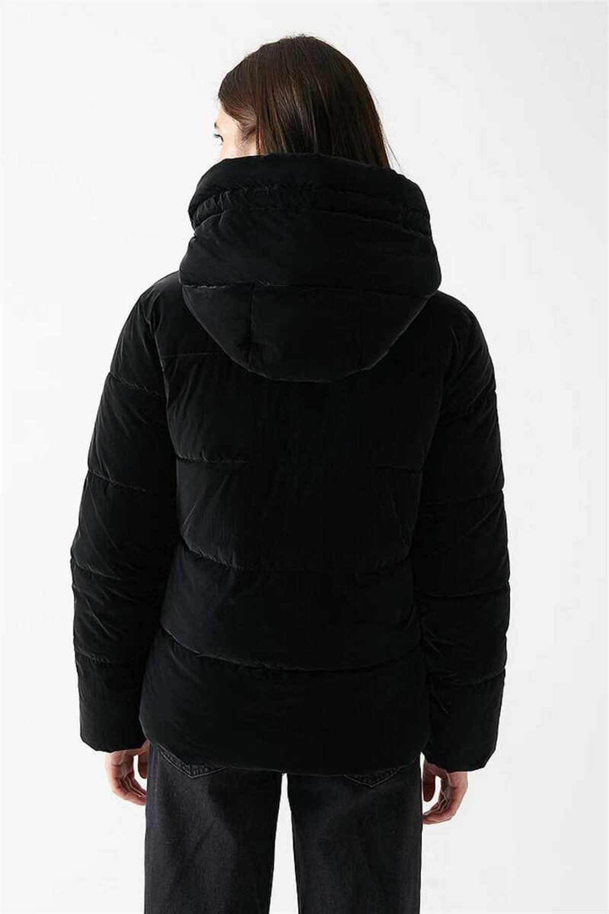 Mavi Kapüşonlu Siyah Kadın  Ceket  1110043-900