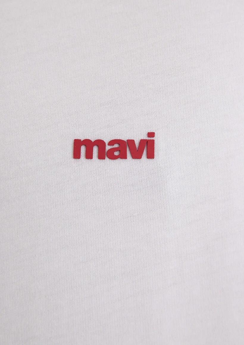 Mavi Baskılı  Beyaz Erkek T-Shirt 0612216-620
