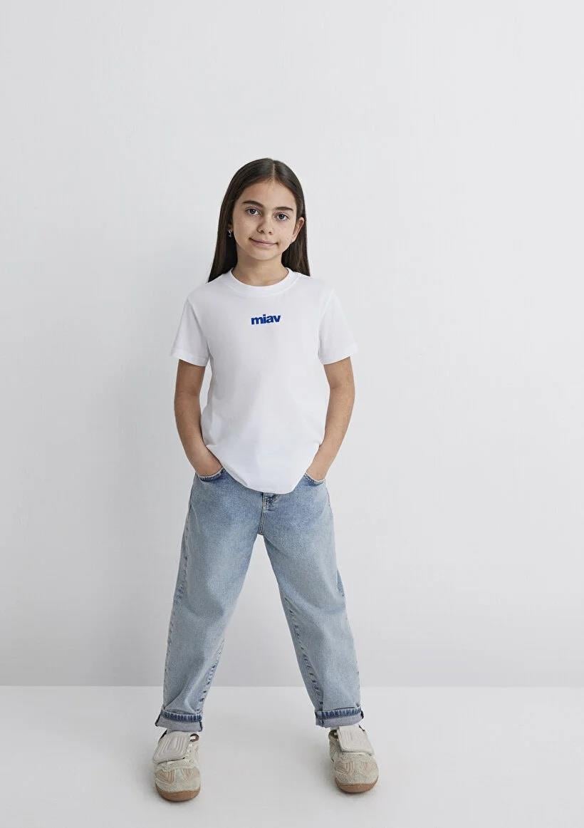 Mavi Miav Baskılı  Beyaz Çocuk T-Shirt 66332620