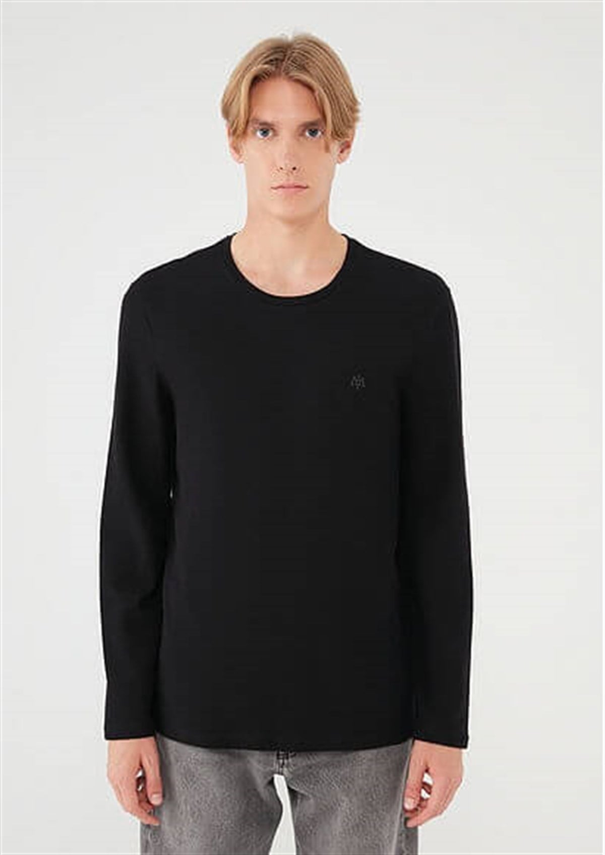 Mavi Uzun Kol  Siyah Erkek Sweatshirt