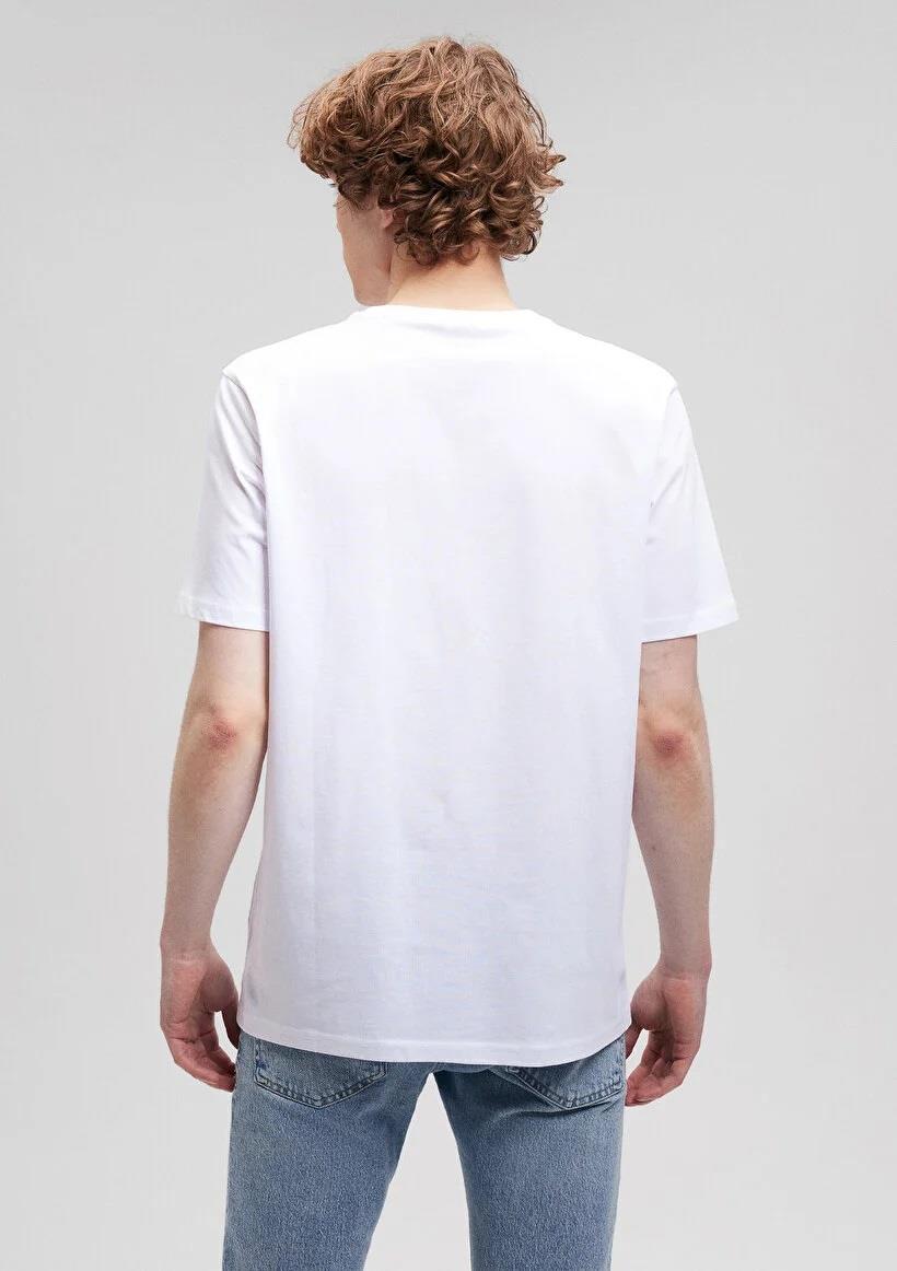 Mavi Miav Baskılı  Beyaz Erkek T-Shirt 067153-620