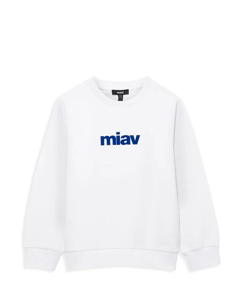 Mavi Mıav Baskılı Sweatshirt Beyaz 6610031-620