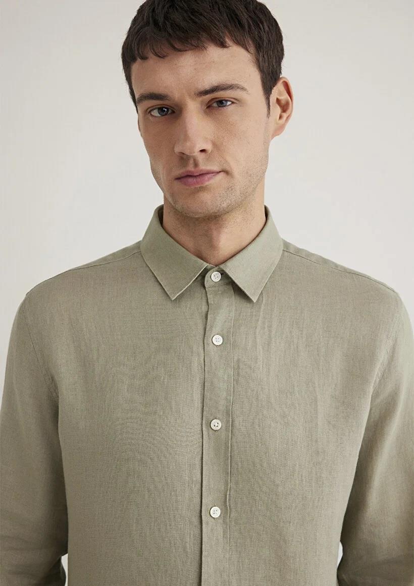 Mavi Uzun Kol Göl Yeşili Erkek Gömlek 0211466-71481