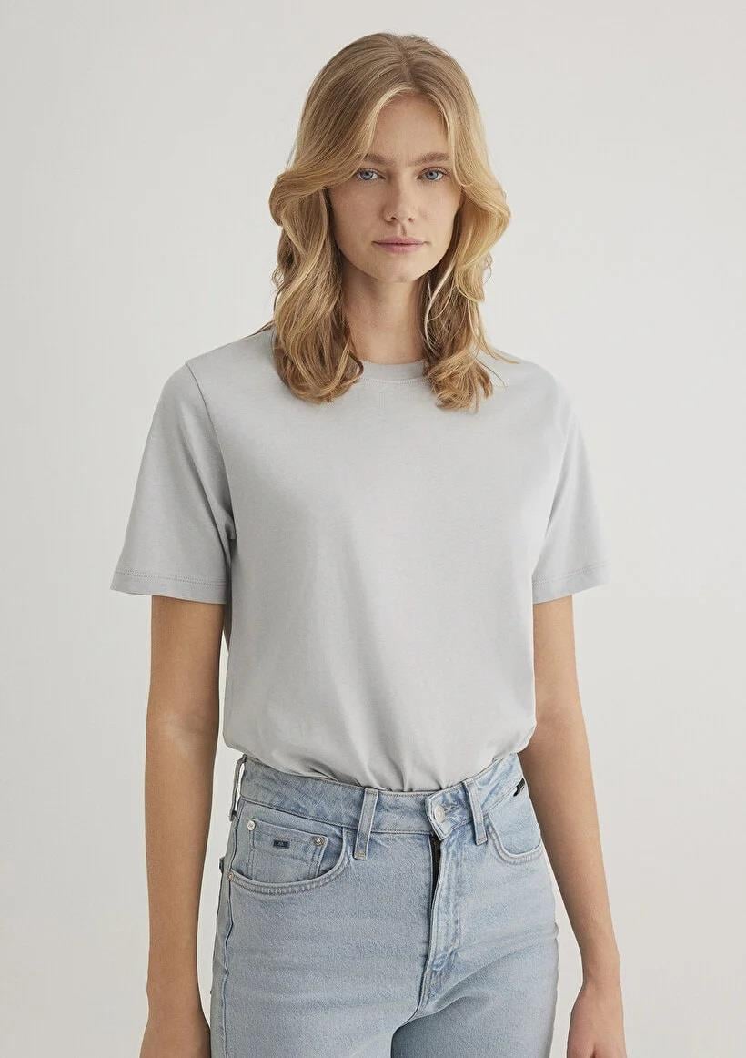 Mavi Basıc Short Sleeve Tee Açık Gri Kadın T-Shirt 1600965-70075