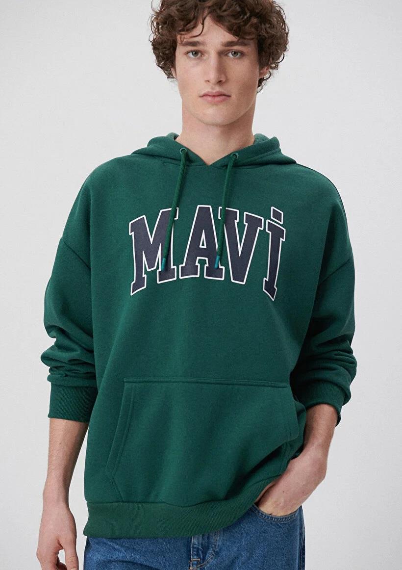 Mavi Logo Baskılı Erkek Sweatshirt
