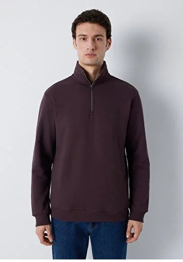 Mavi Yarım Fermuarlı  Erkek Sweatshirt 0S20027-88083
