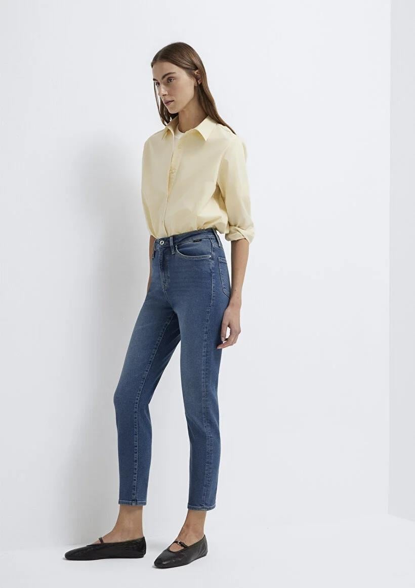 Mavi Star Dark Used Gold Shape Kadın Jean