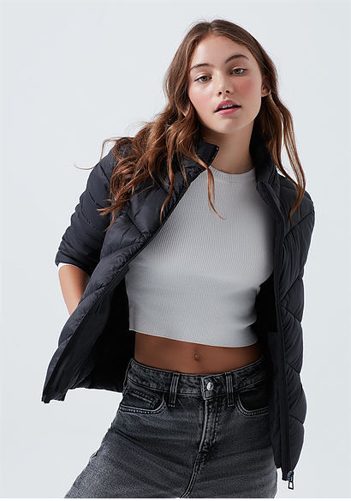 Mavi Dik Yaka Kadın Siyah Ceket