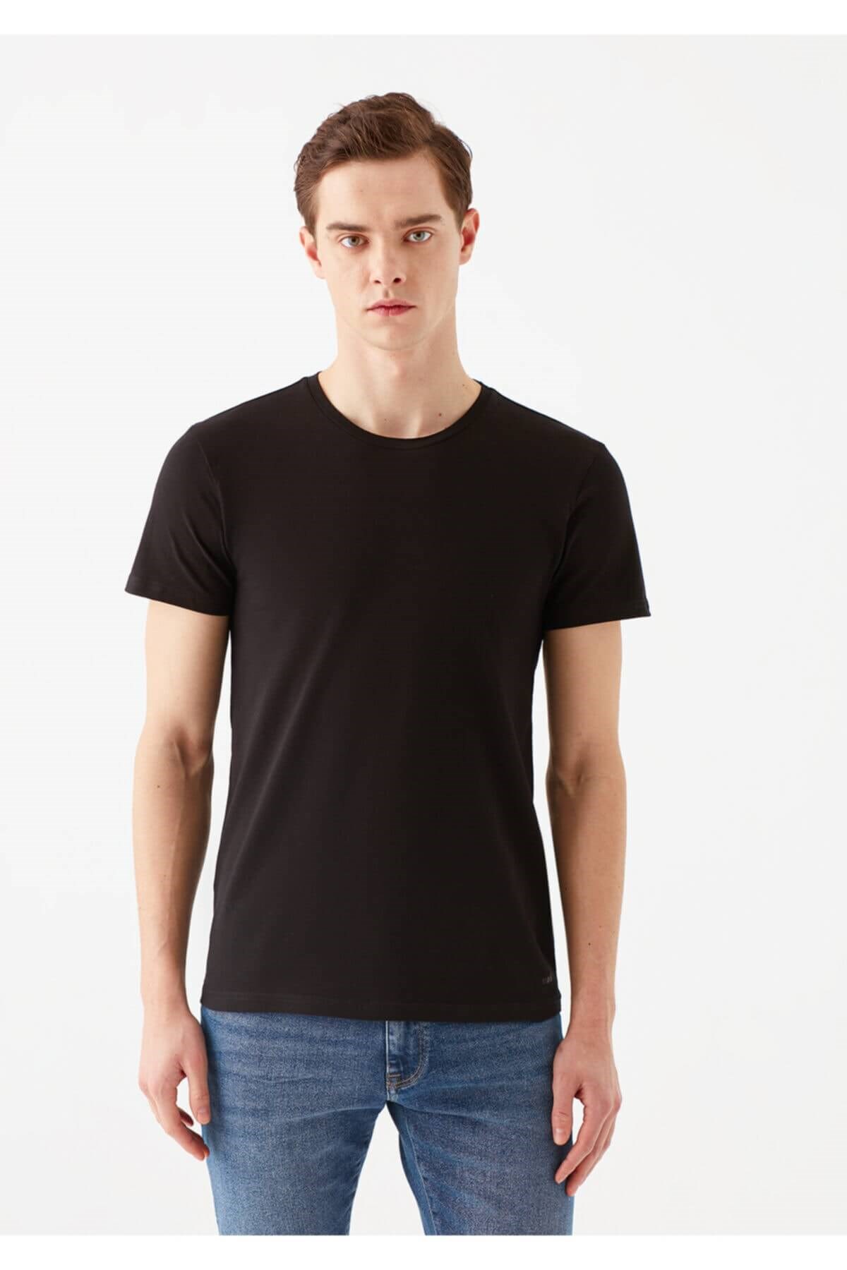 Mavi Stretch Erkek T-shirt Siyah