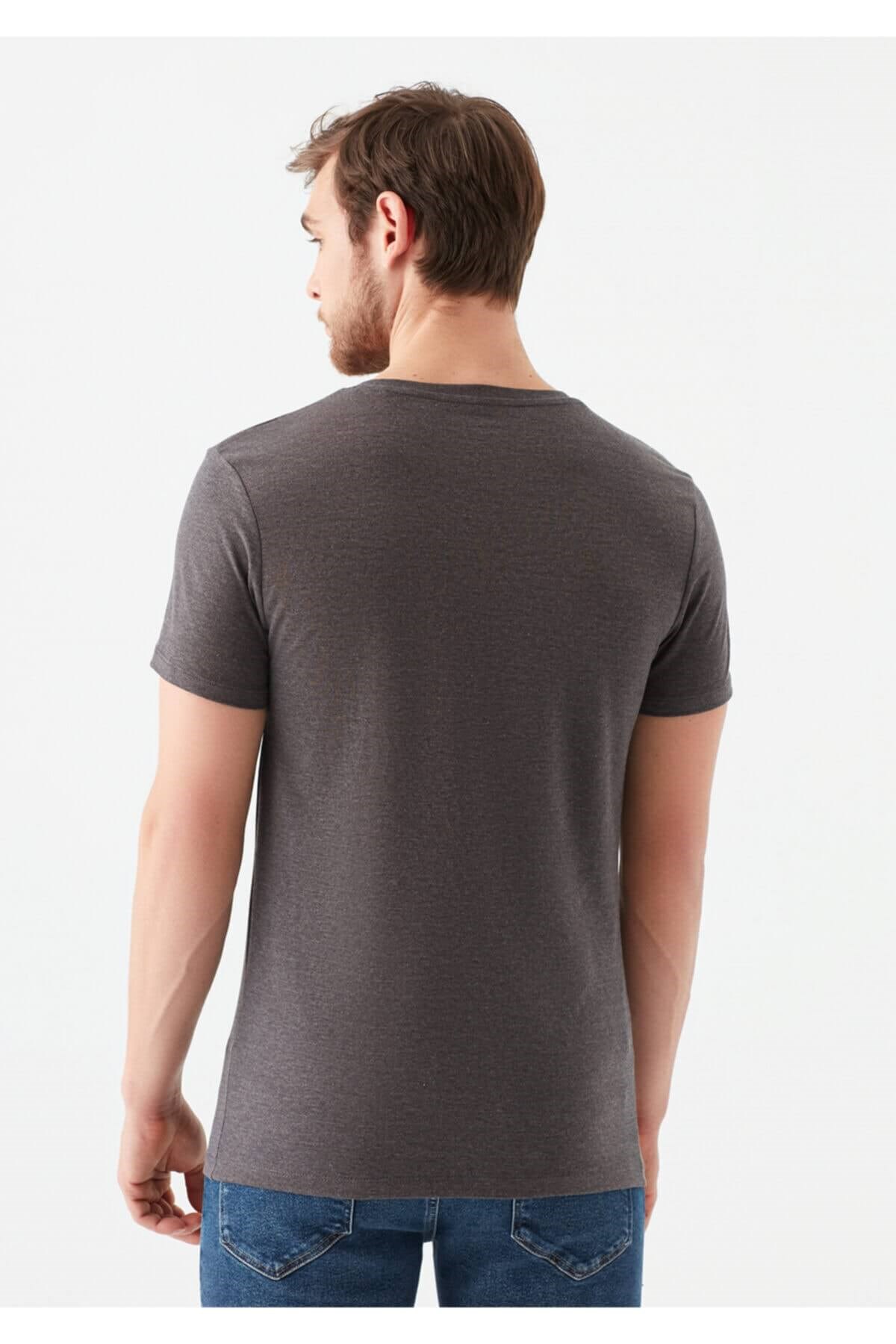 Mavi Stretch V Yaka Koyu Gri Melanj Erkek T-shirt