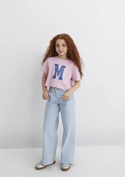 Mavi M Baskılı Logo  Toz Pembe Çocuk T-Shirt 7610276-86953