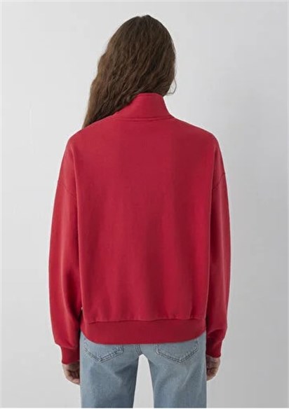 Mavi Logo Baskılı Yarım Fermuarlı Kadın Sweatshirt-1S10373-88631