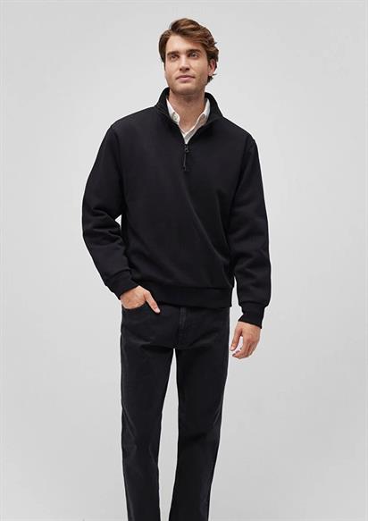 Mavi Yarım Fermuarlı Unisex Sewatshirt